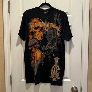Christian Audigier | Rhinestone Skull & Roses Collectible Tee